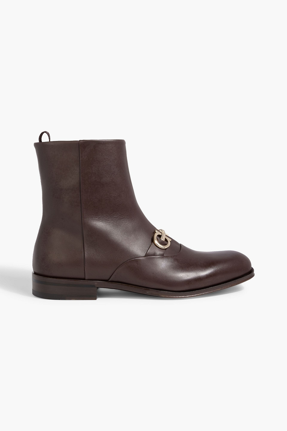 Ferragamo Geremia Gancini Leather Boots In Brown
