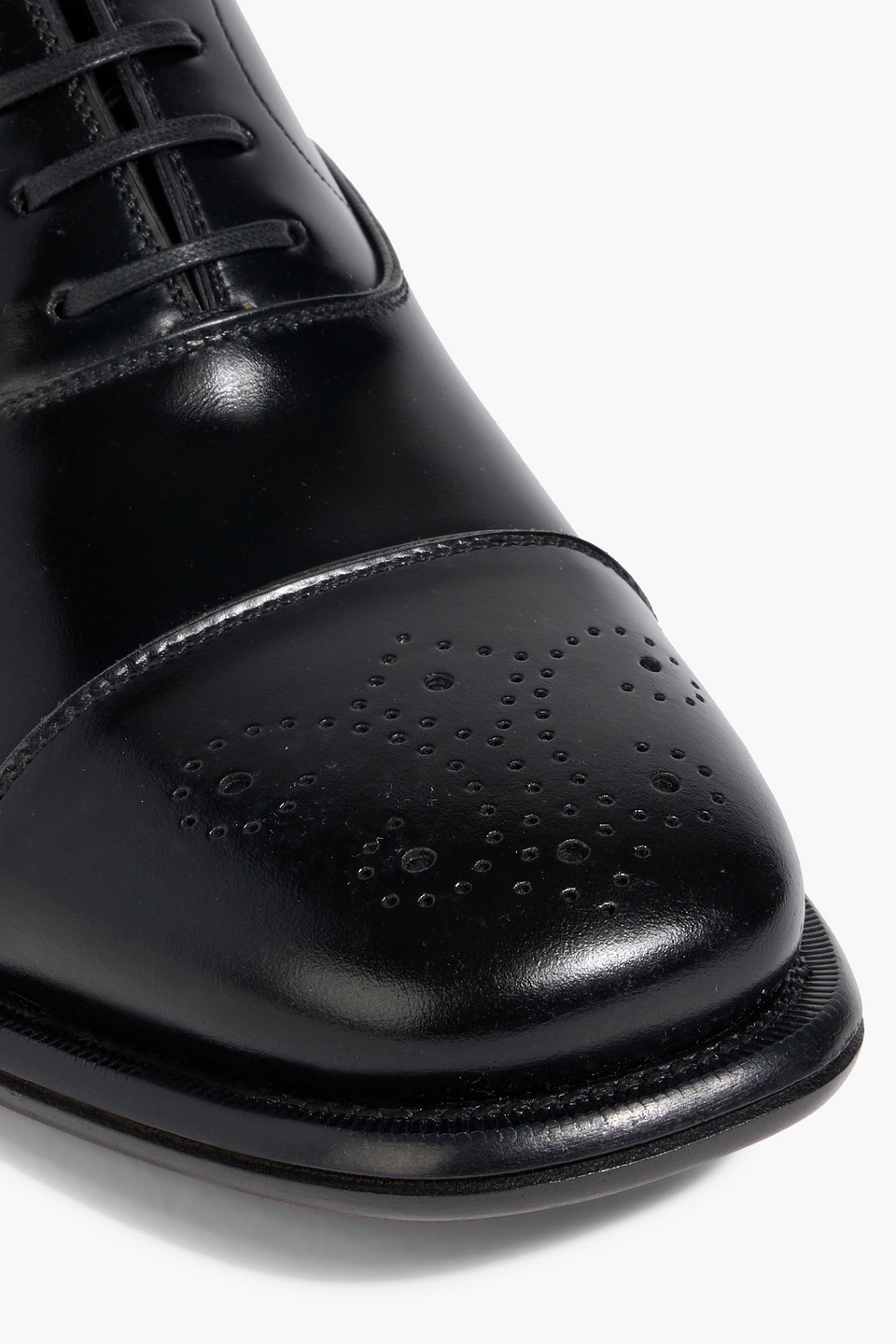 Ferragamo Maxime Glossed-leather Derby Shoes In Black