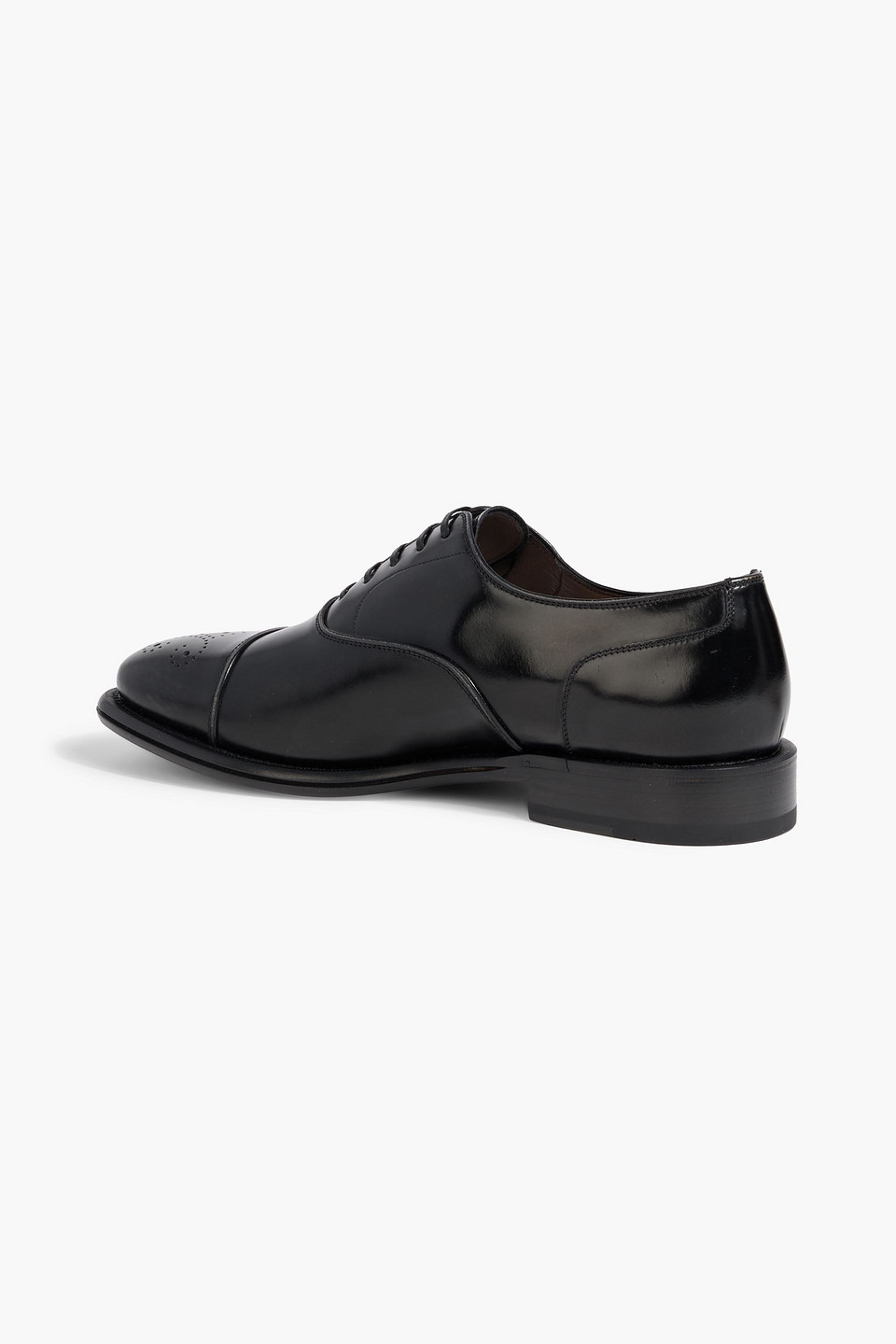Ferragamo Maxime Glossed-leather Derby Shoes In Black