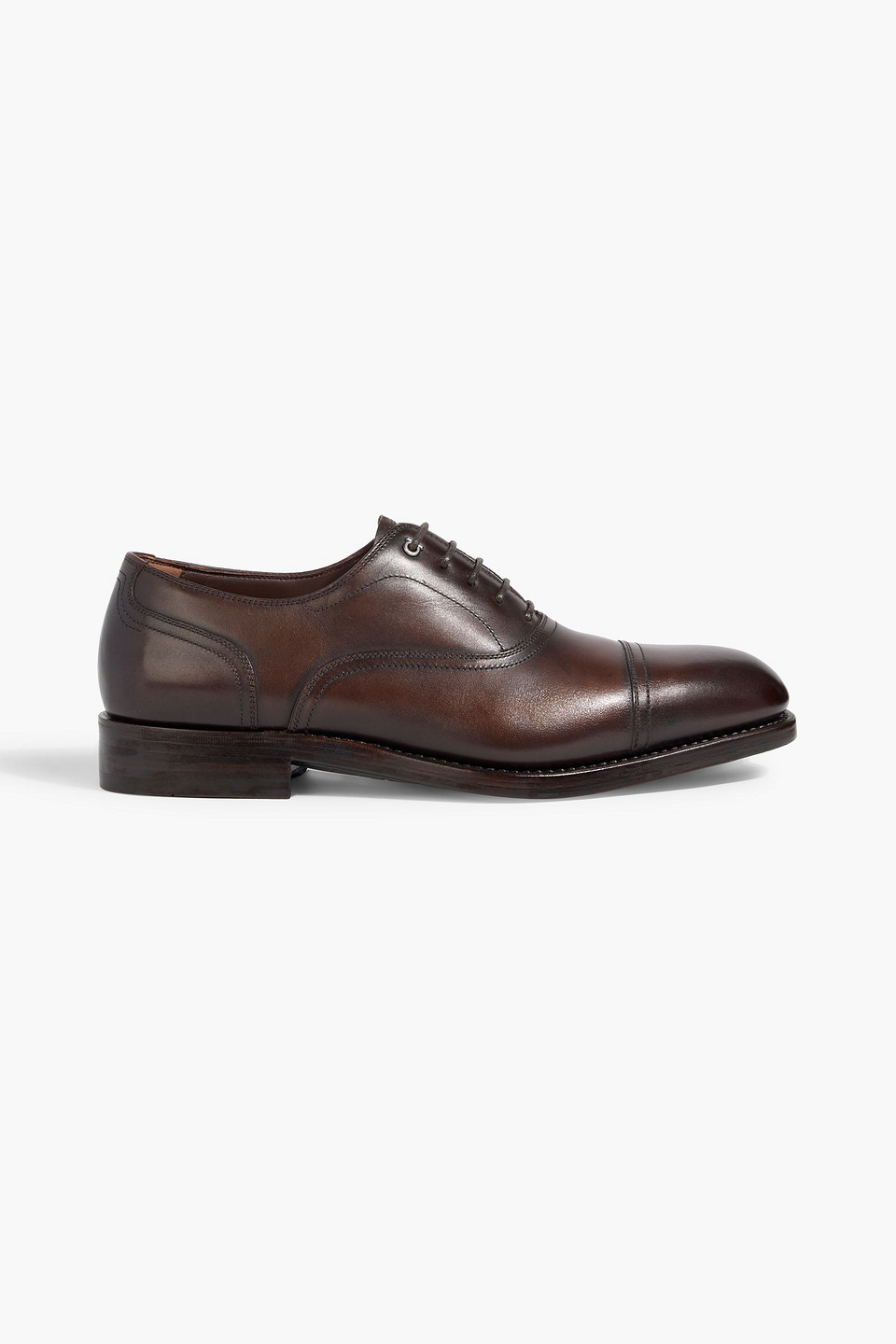 Ferragamo Baron Burnished Leather Derby Shoes In Brown