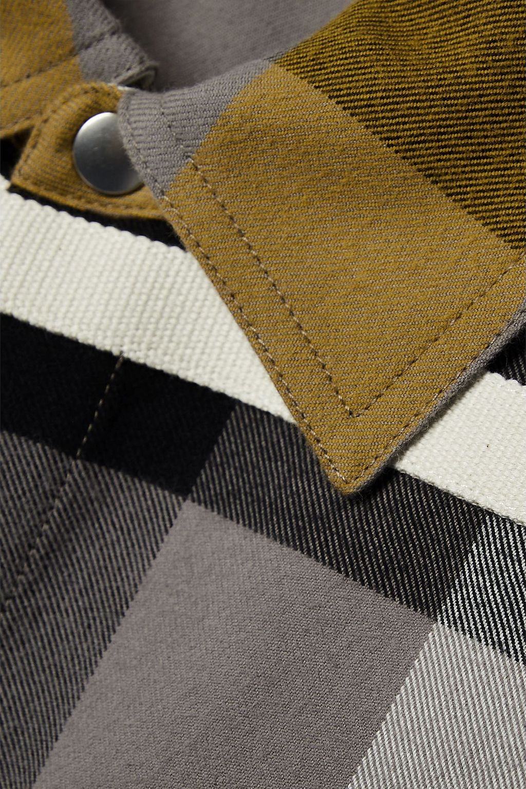 RICK OWENS Cropped canvas-trimmed checked cotton-flannel shirt