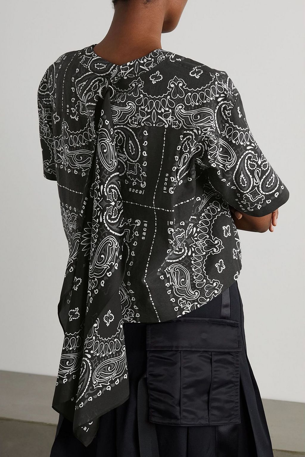 SACAI Convertible printed cotton-canvas T-shirt