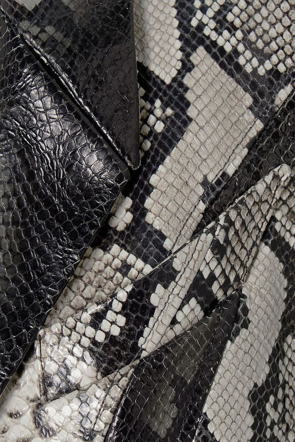 MUGLER Paneled snake-effect leather coat