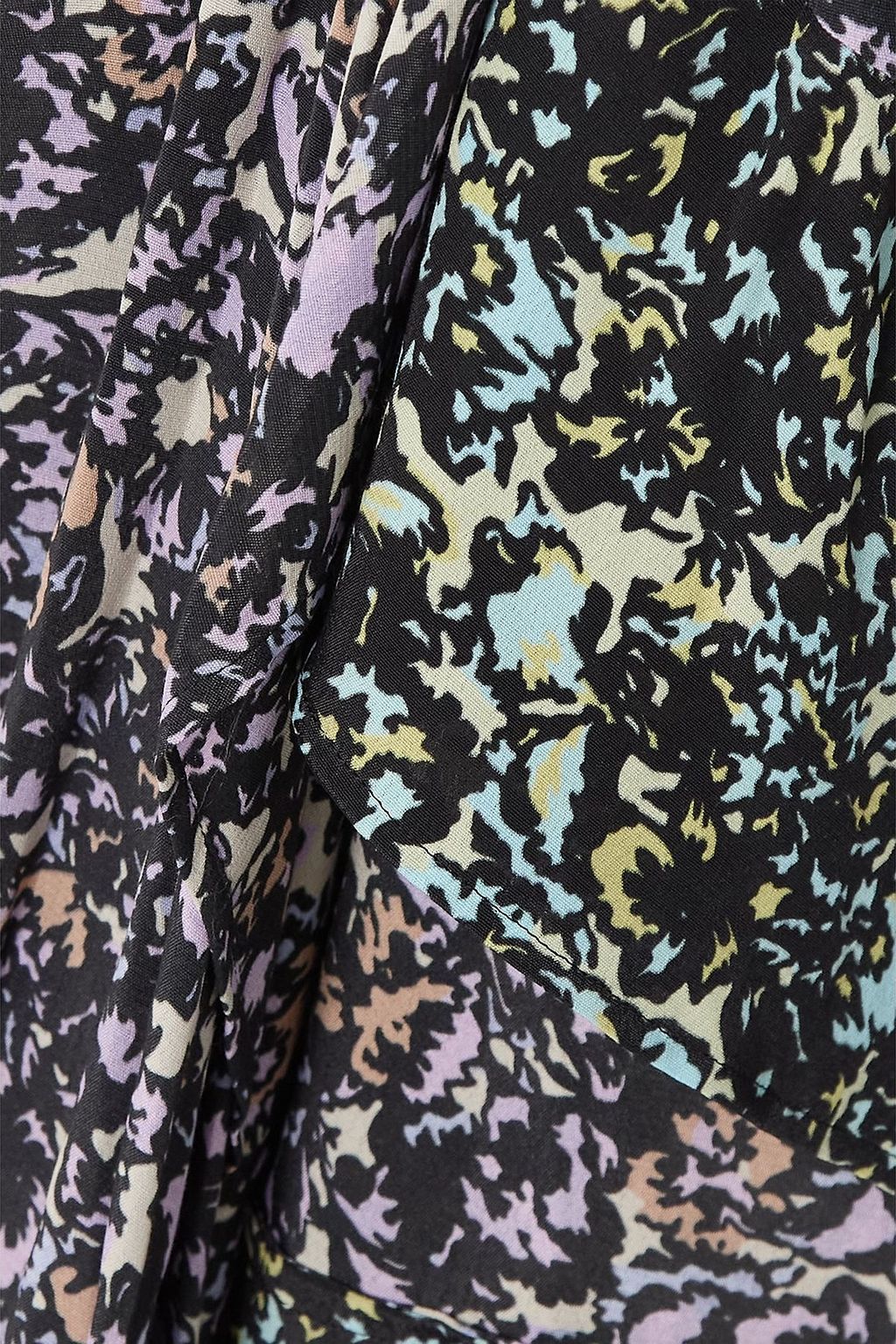 DRIES VAN NOTEN Asymmetric draped printed crepe de chine skirt