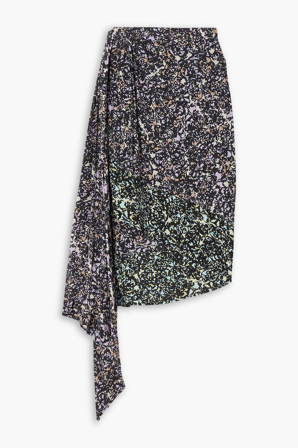 Dries Van Noten Asymmetric Draped Printed Crepe De Chine Skirt In Pink