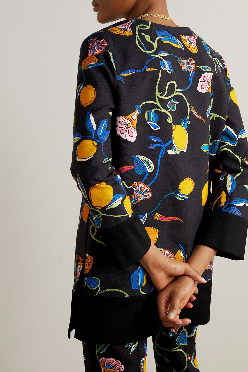 La Doublej Printed Textured-cotton Tunic In Multi