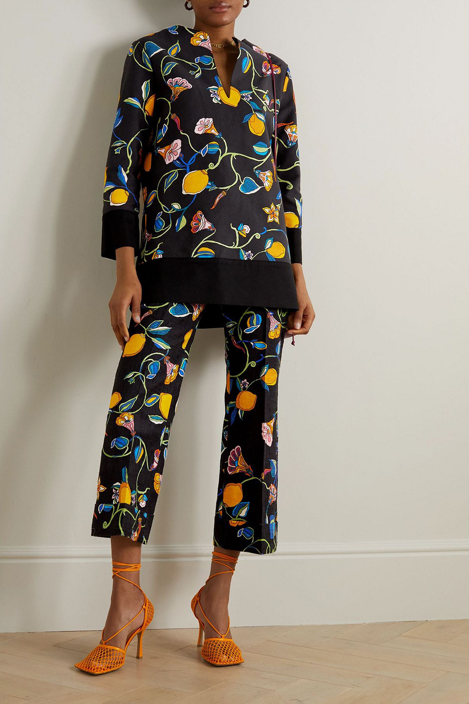 La Doublej Printed Textured-cotton Tunic In Multi