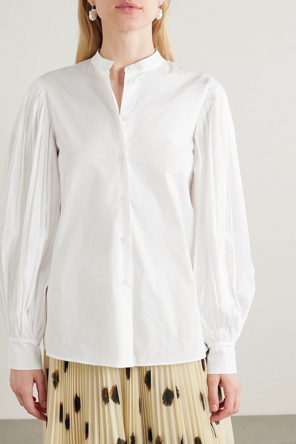 ALTUZARRA Patsy pintucked cotton-blend poplin shirt