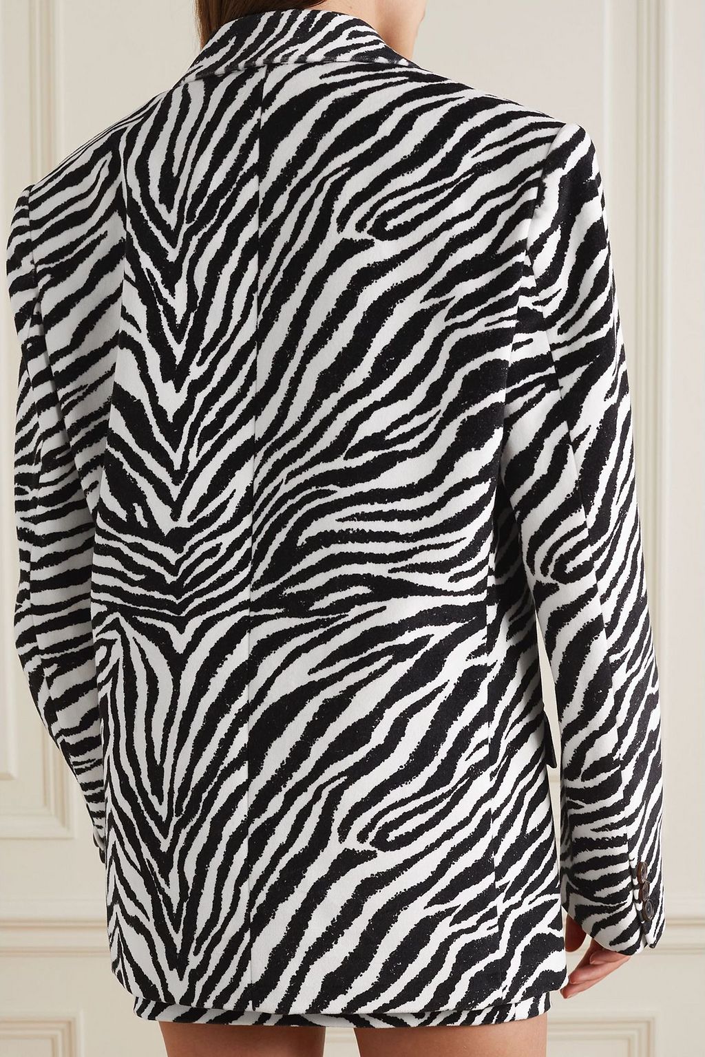 ALESSANDRA RICH Zebra-print cotton-velvet blazer