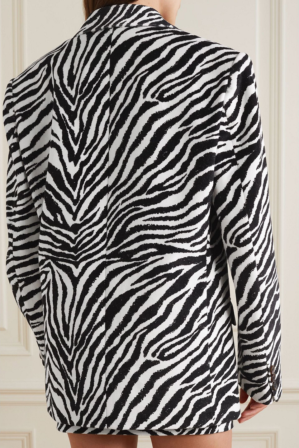 Alessandra Rich Oversized Velvet Zebra Print Jacket In Black