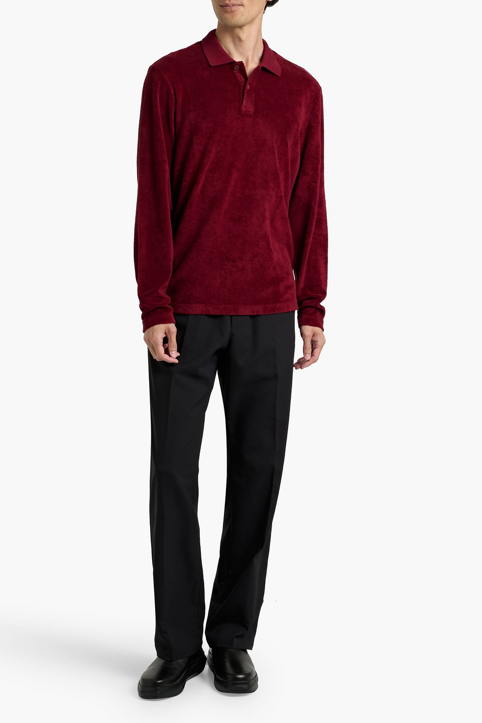 Orlebar Brown Jarrett Cotton-terry Polo Shirt In Burgundy