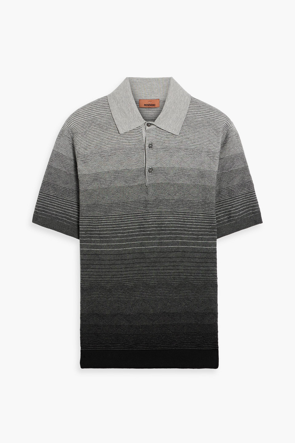 missoni - space-dyed jacquard-knit cotton polo shirt - gray - s