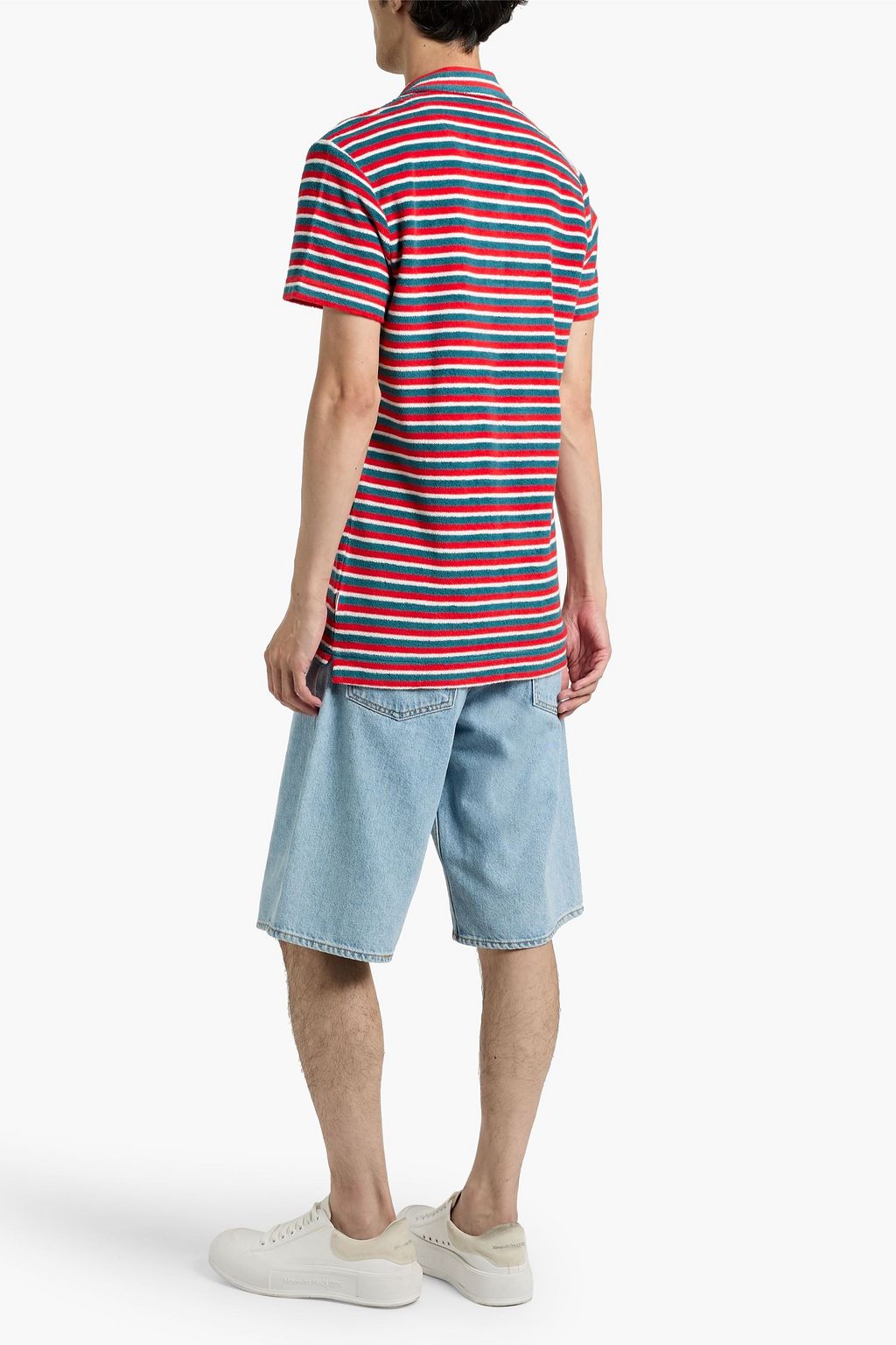 ORLEBAR BROWN Terry striped cotton-terry polo shirt