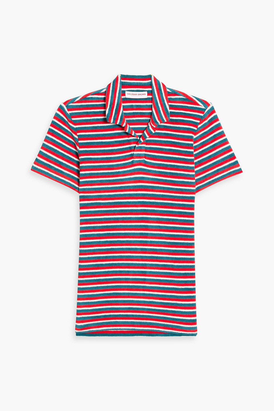 Terry striped cotton-terry polo shirt