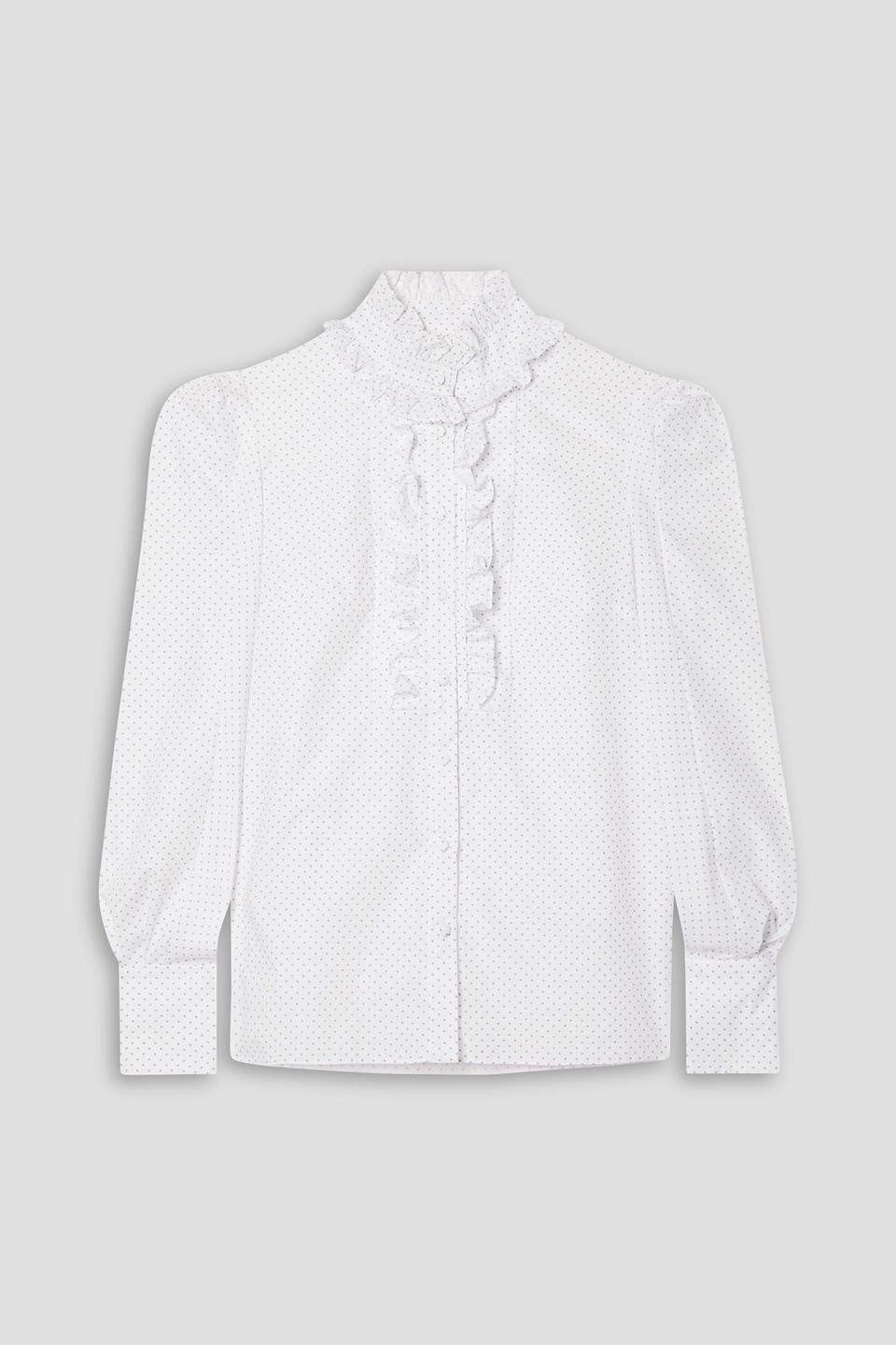 Erdem Constance Ruffled Printed Poplin Blouse In White