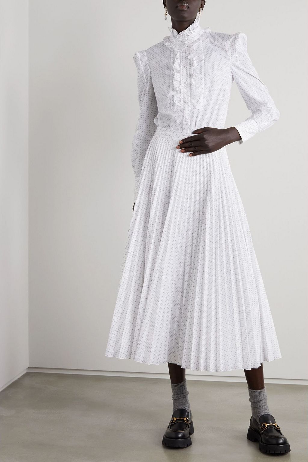 ERDEM Constance ruffled printed poplin blouse