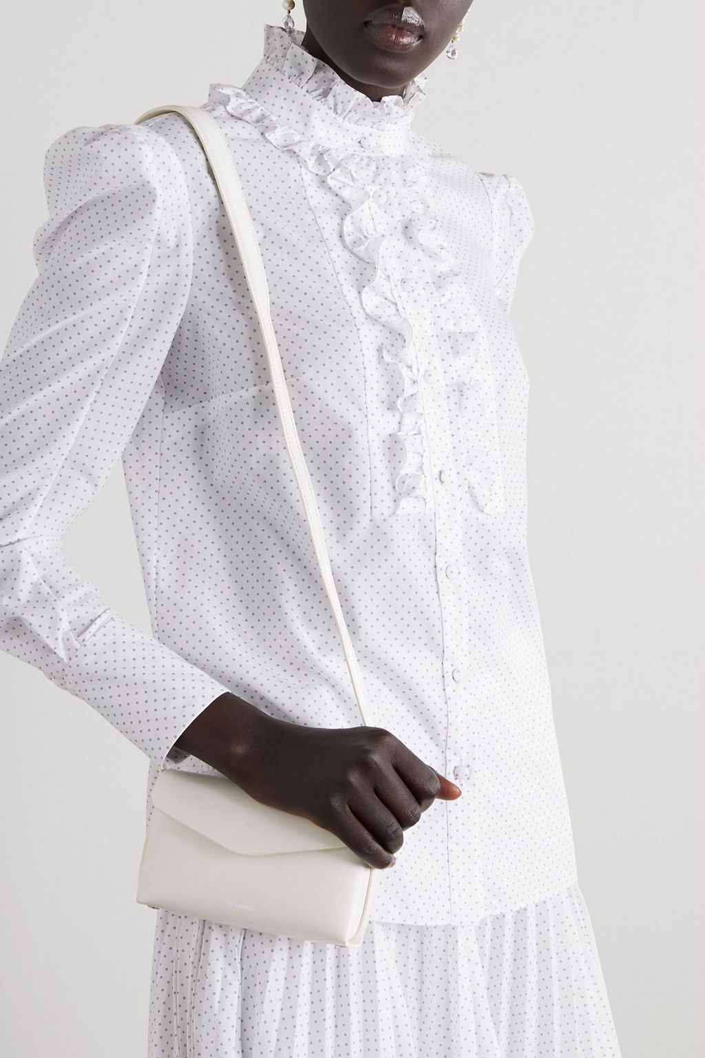 ERDEM Constance ruffled printed poplin blouse