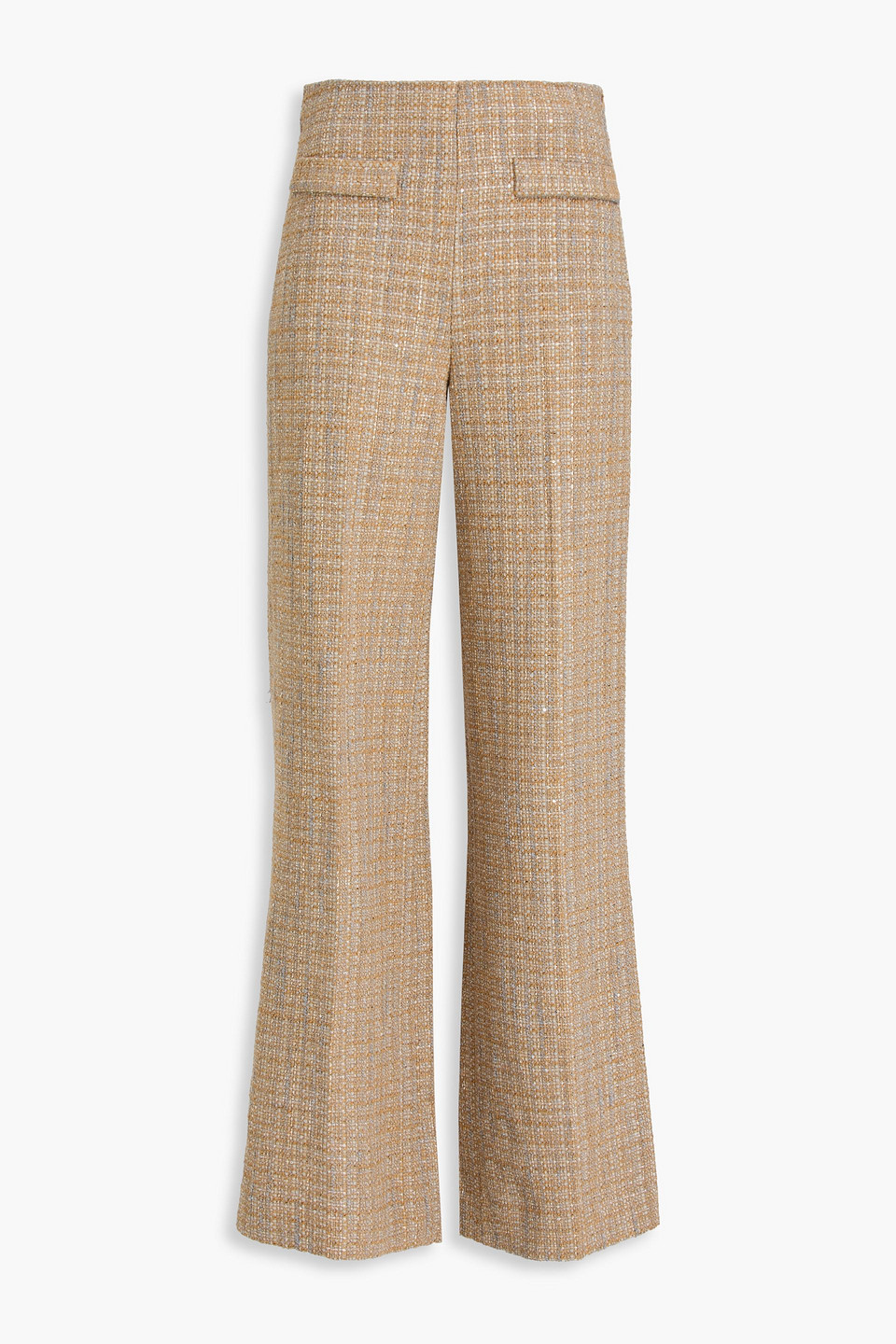 Sandro Metallic Tweed Wide-leg Pants In Gold