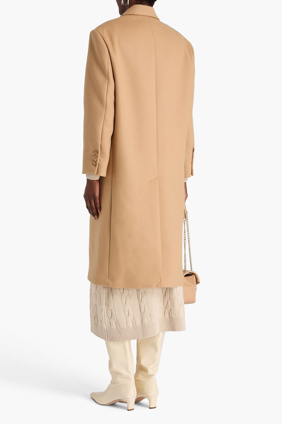 Sandro Double-breasted Wool-blend Felt Coat In Brown