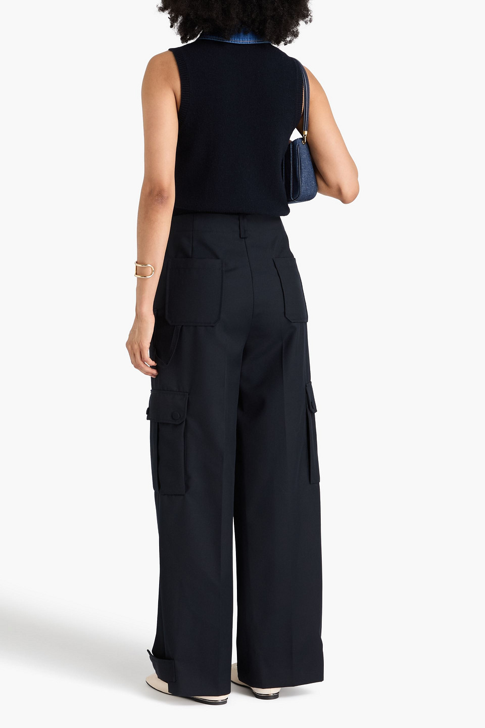 Sandro Twill Cargo Pants In Blue