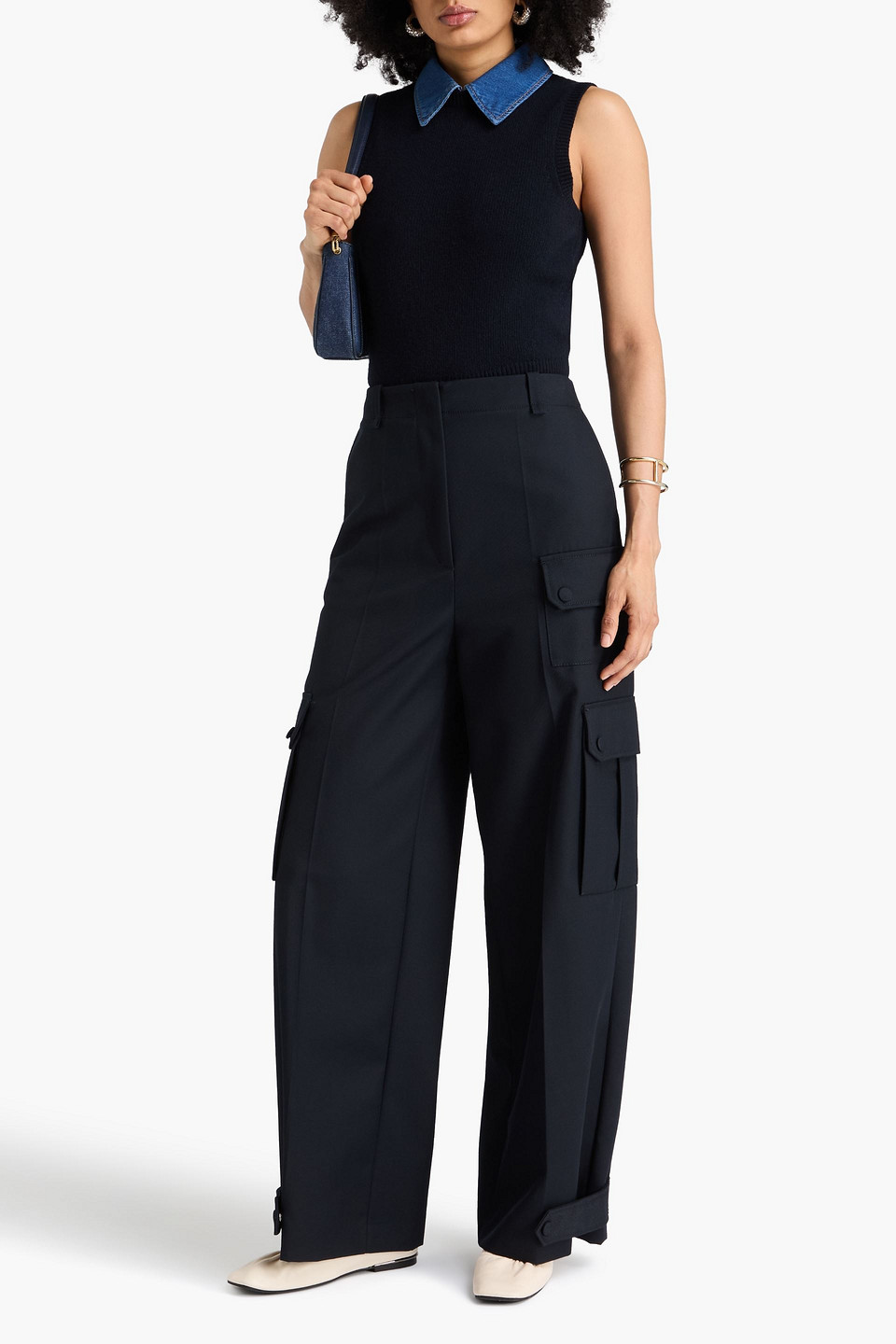 Sandro Twill Cargo Pants In Blue