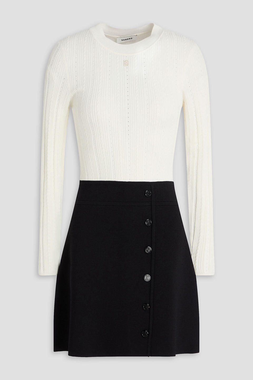 Sandro Cable And Stretch-knit Mini Dress In Neutral