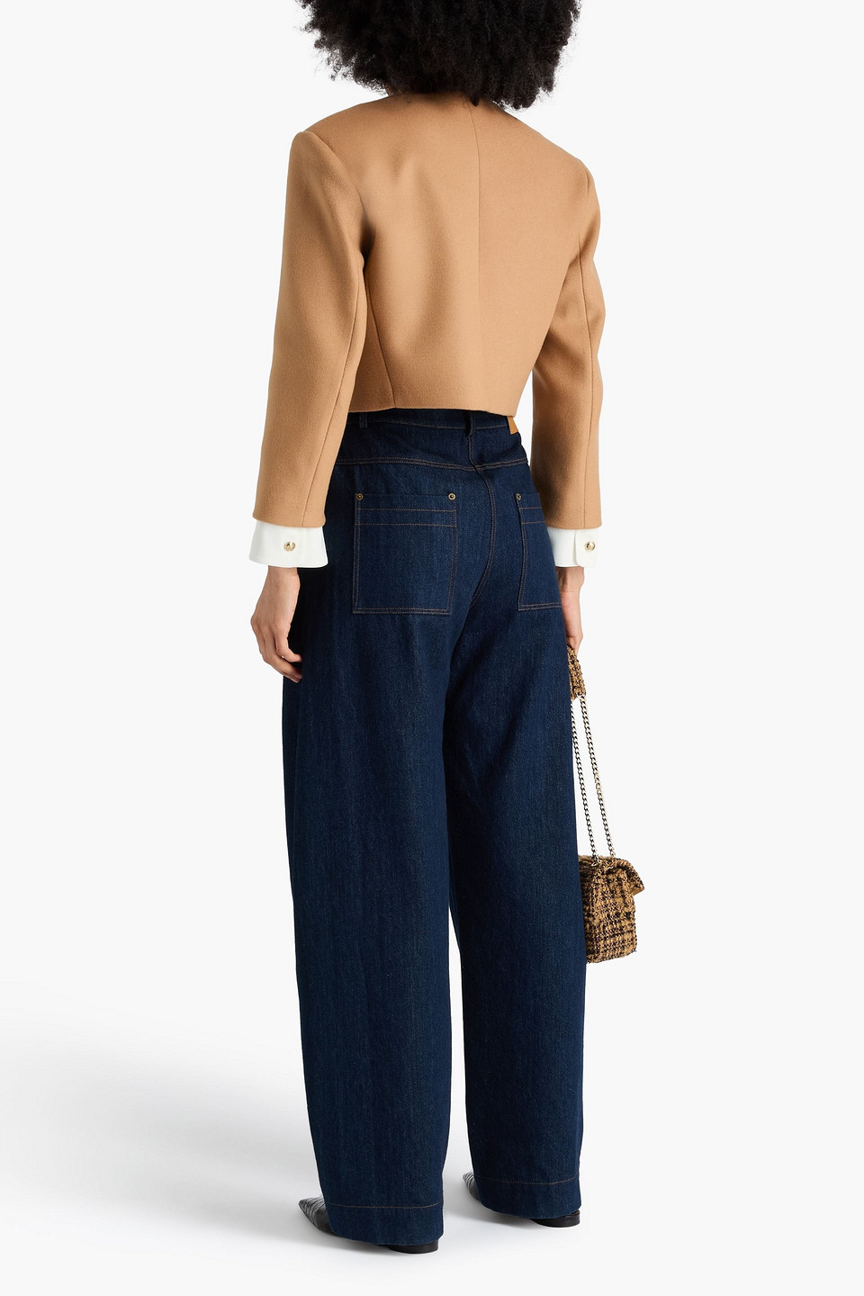  Sandro - Cropped Wool-blend Felt Jacket - Brown - Fr 36 