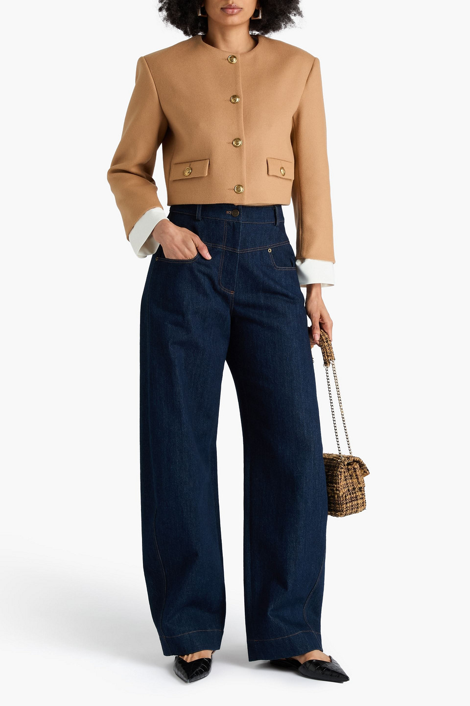  Sandro - Cropped Wool-blend Felt Jacket - Brown - Fr 36 