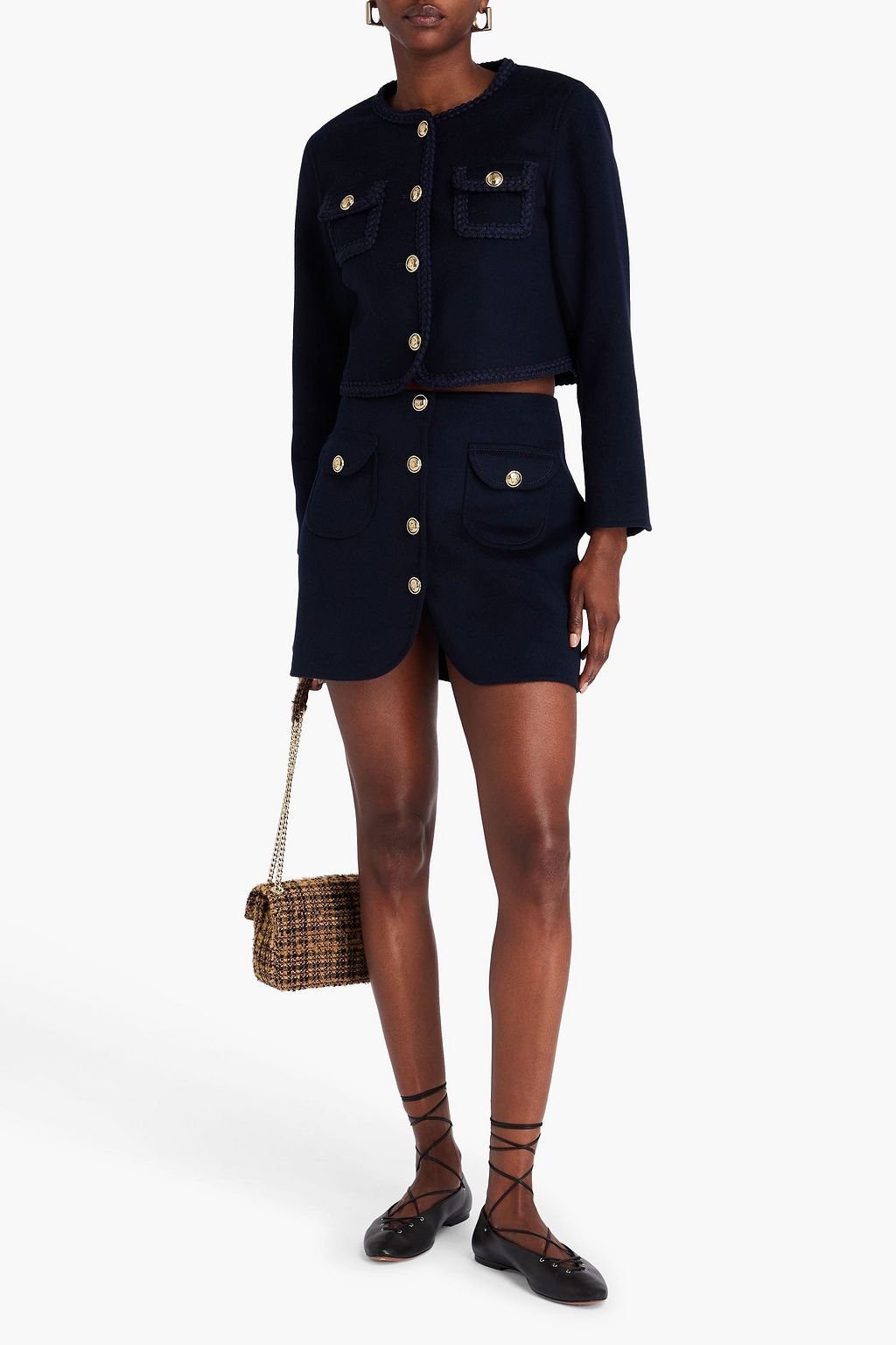 SANDRO Wool-felt mini skirt