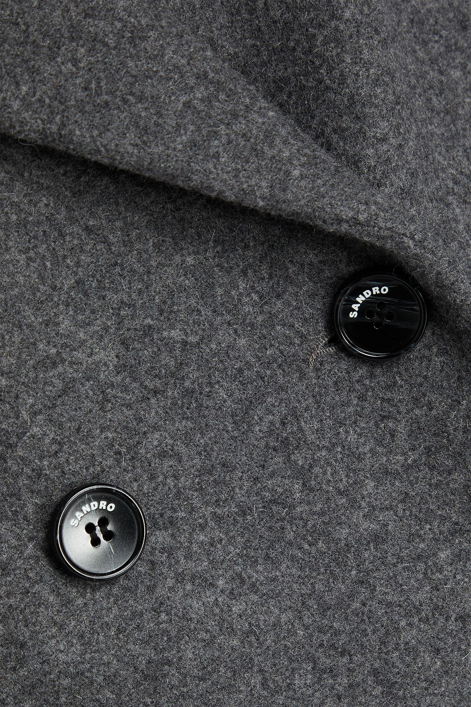 Sandro Double-breasted Wool-blend Felt Coat In Gray