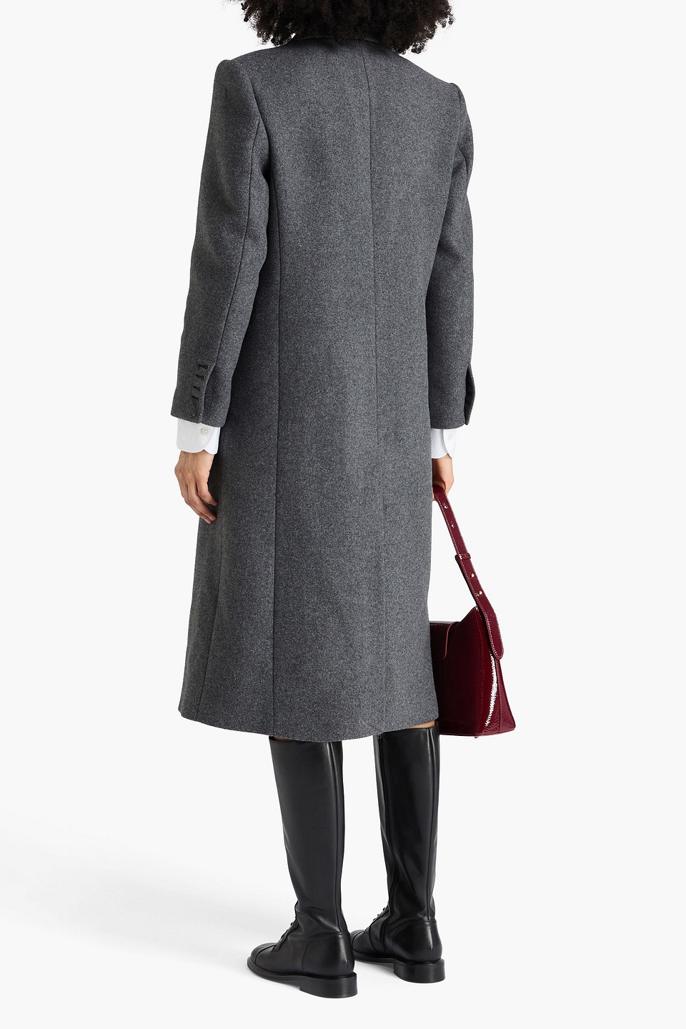 Sandro Double-breasted Wool-blend Felt Coat In Gray