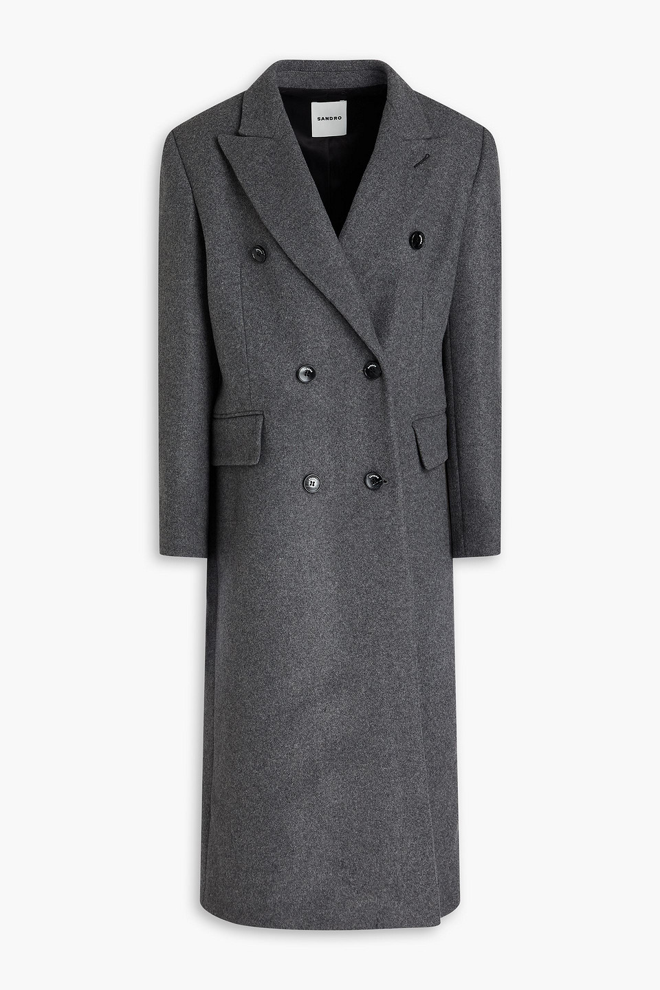 Sandro Double-breasted Wool-blend Felt Coat In Gray