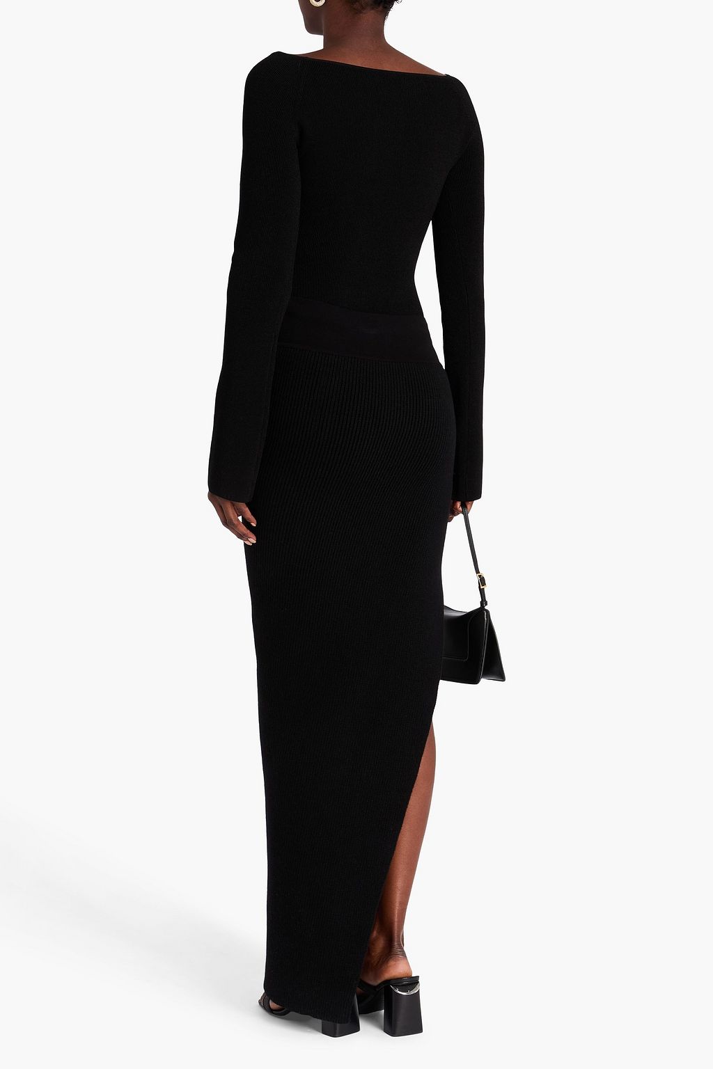 RICK OWENS Ribbed cashmere-blend maxi pencil skirt