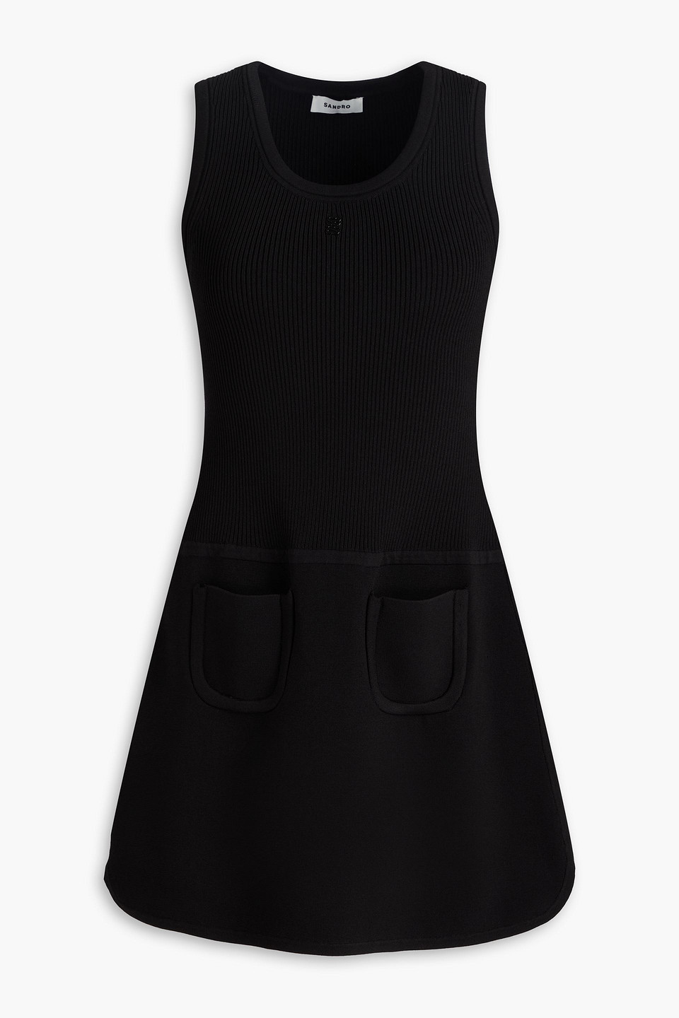 Sandro Stretch-knit Mini Dress In Black