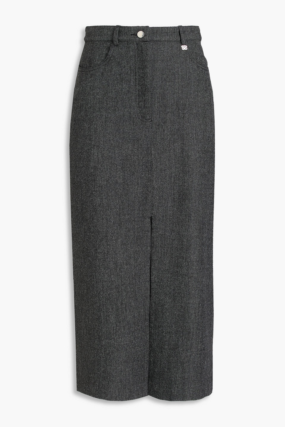 Sandro Twill Midi Skirt In Gray