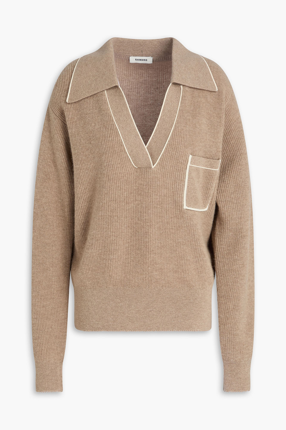 Sandro Wool And Cashmere-blend Polo Sweater In Brown