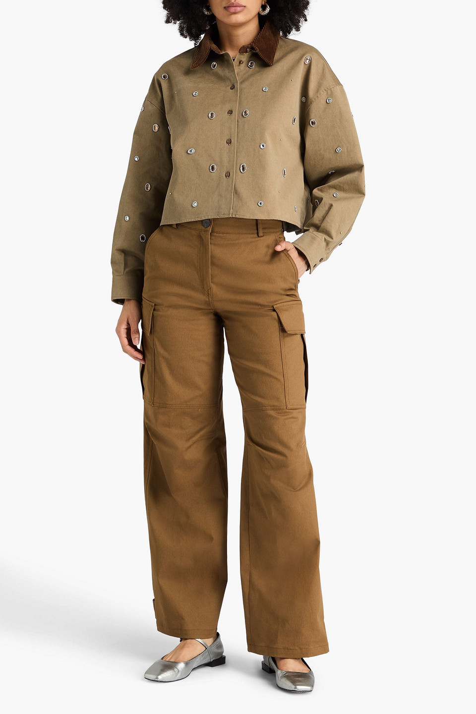  Sandro - Hemd Aus Gabardine Mit Verzierung - Braun - 3 