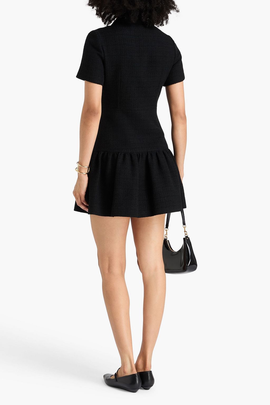SANDRO Gathered tweed mini dress