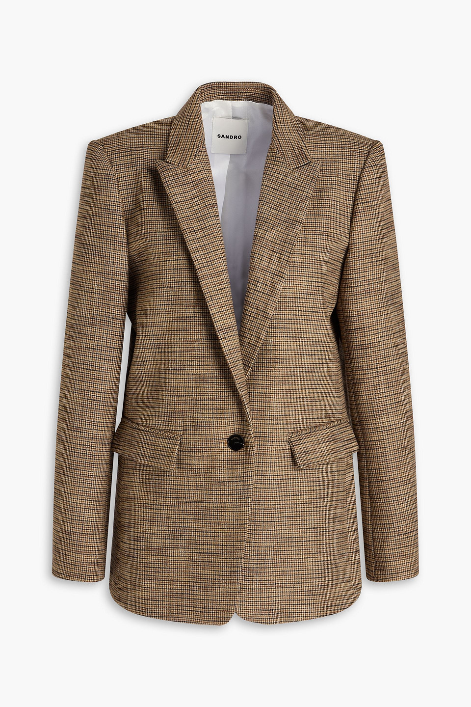 Sandro Houndstooth Tweed Blazer In Brown