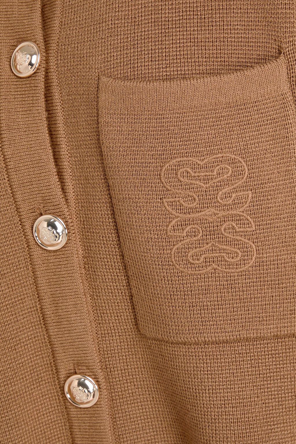 SANDRO Ruffled poplin-trimmed knitted cardigan