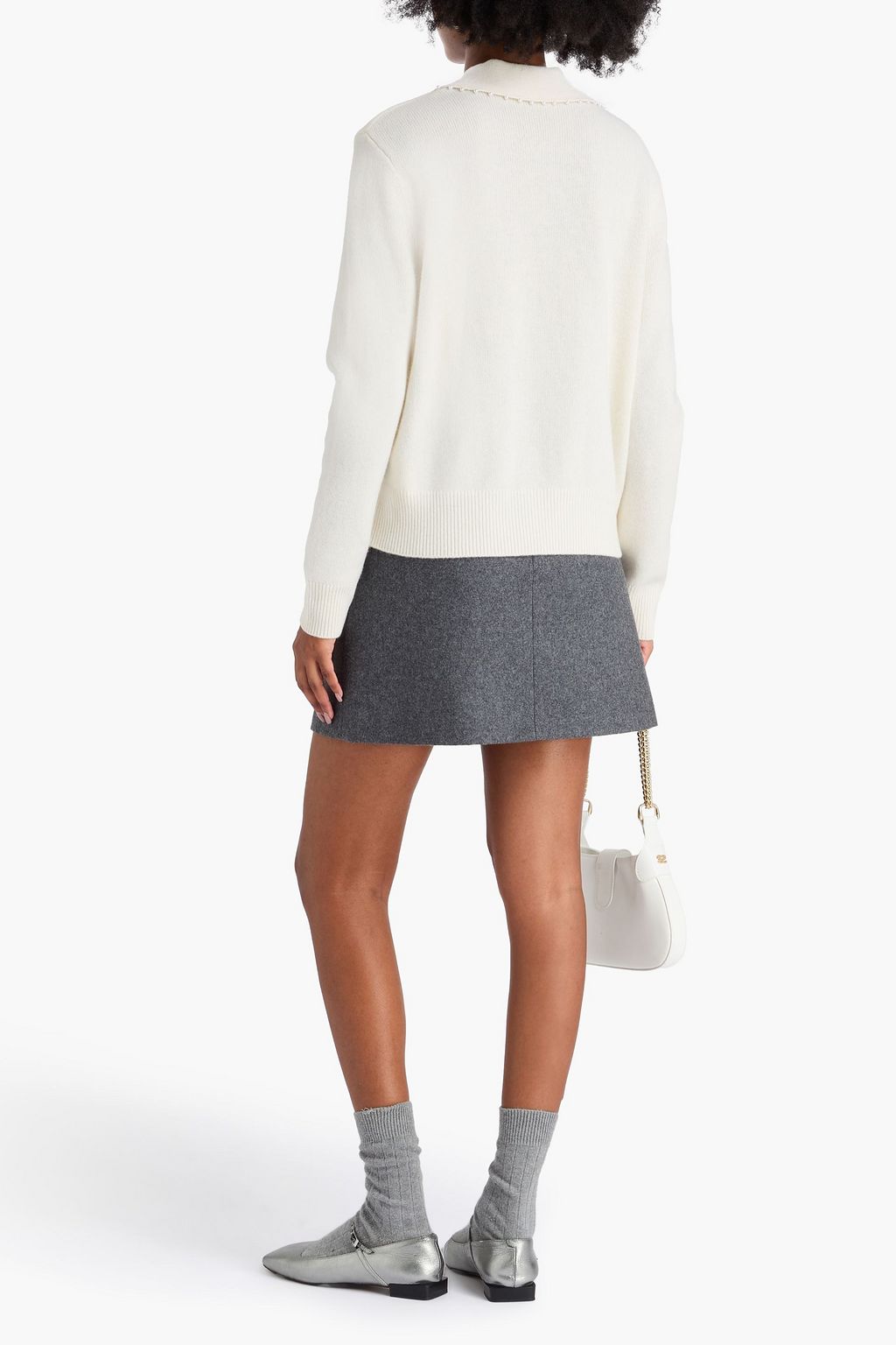 SANDRO Bead-embellished wool polo sweater