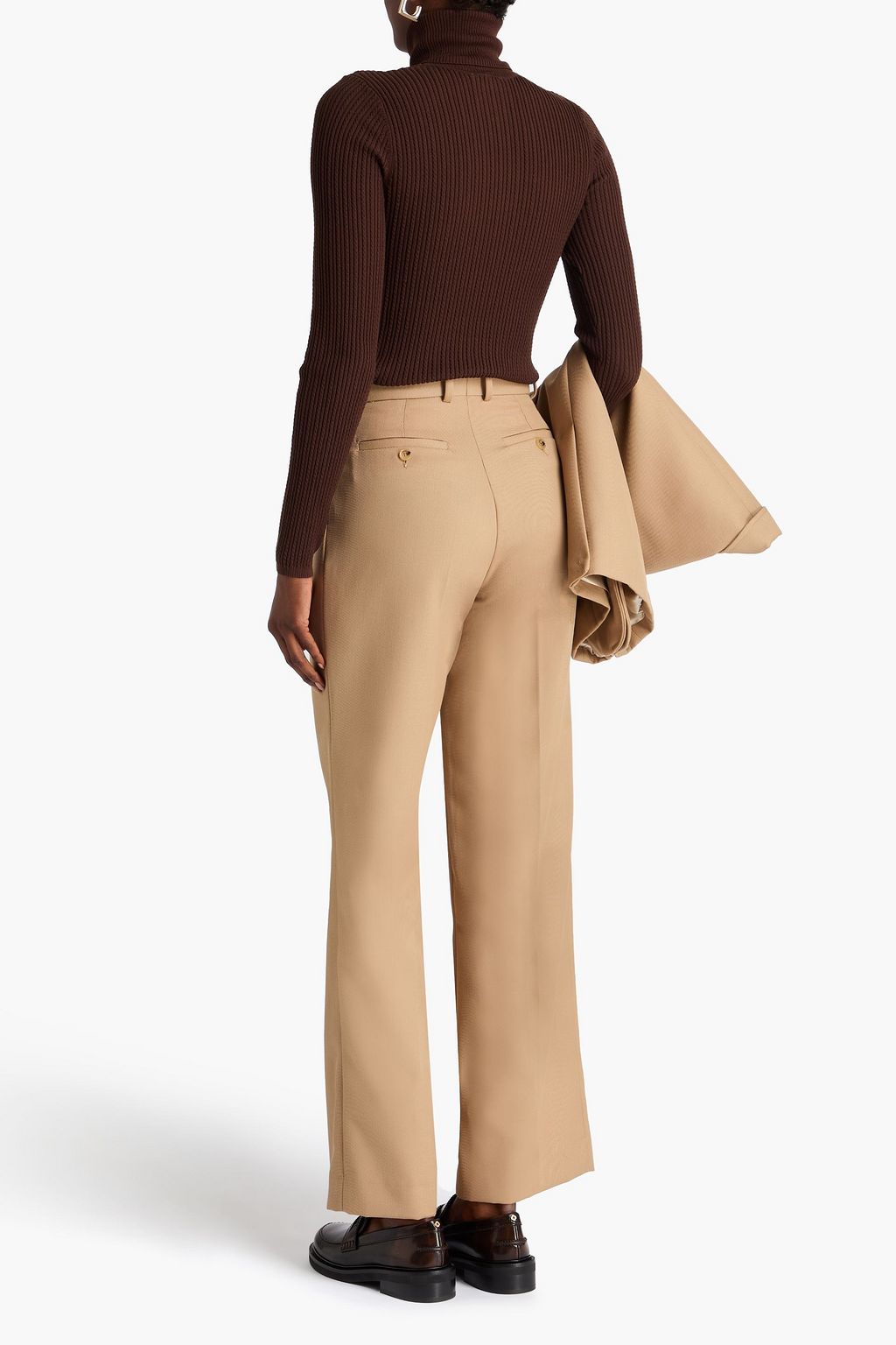 SANDRO Pleated drill straight-leg pants