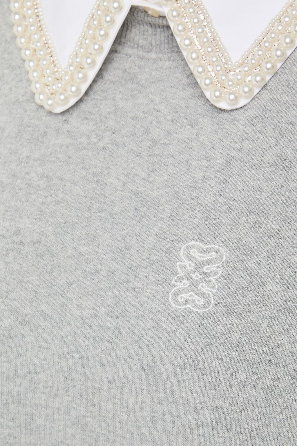 SANDRO Embellished poplin-trimmed cotton-blend fleece sweatshirt
