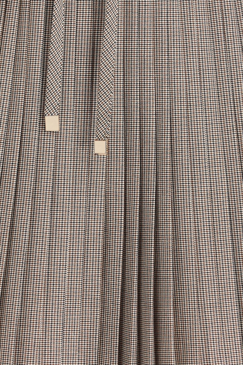 SANDRO Pleated houndstooth tweed mini skirt