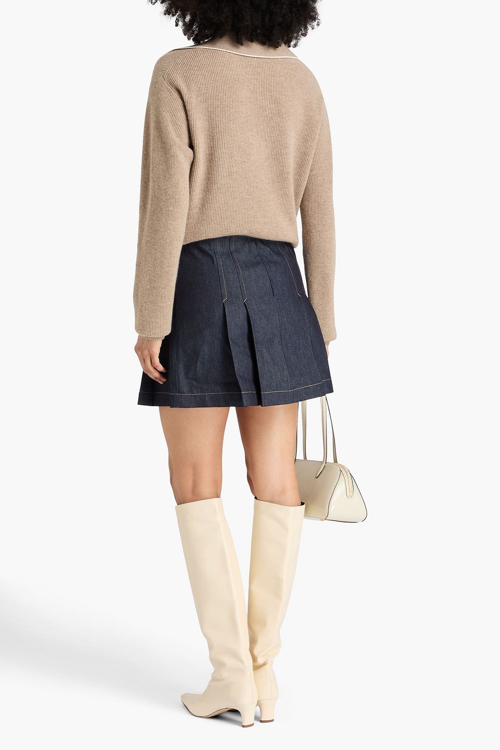 SANDRO Pleated denim mini skirt