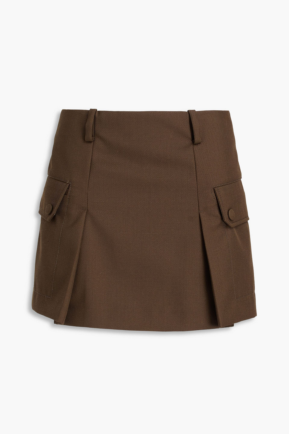 Sandro Pleated Drill Mini Skirt In Brown