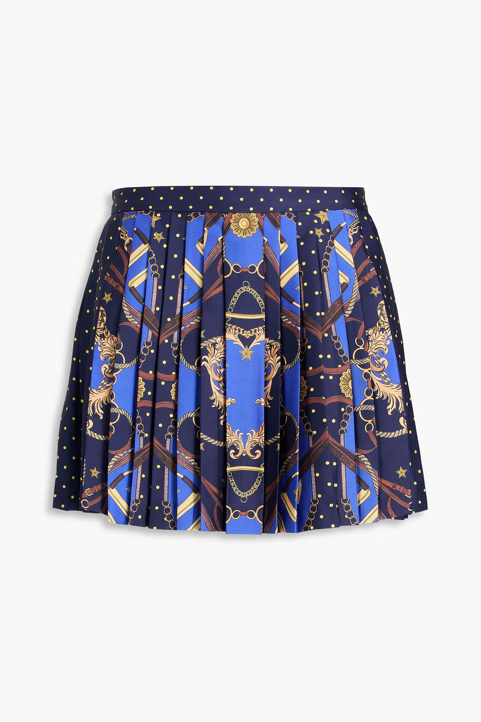Sandro Skirt-effect Pleated Printed Twill Shorts In Multi