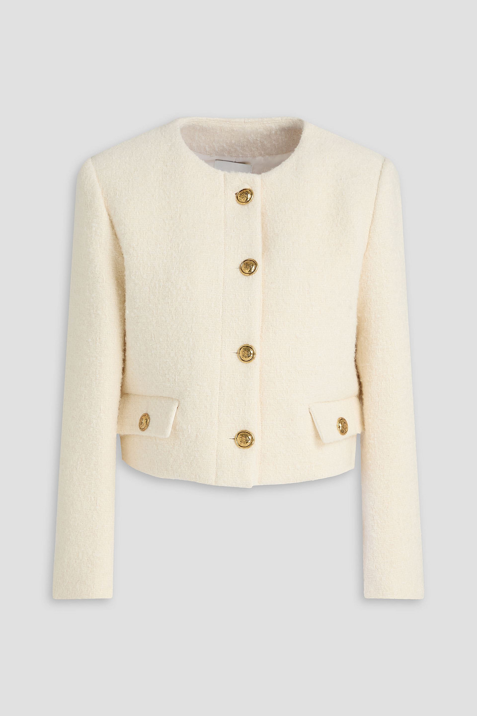 Sandro Cropped Tweed Jacket In Neutral