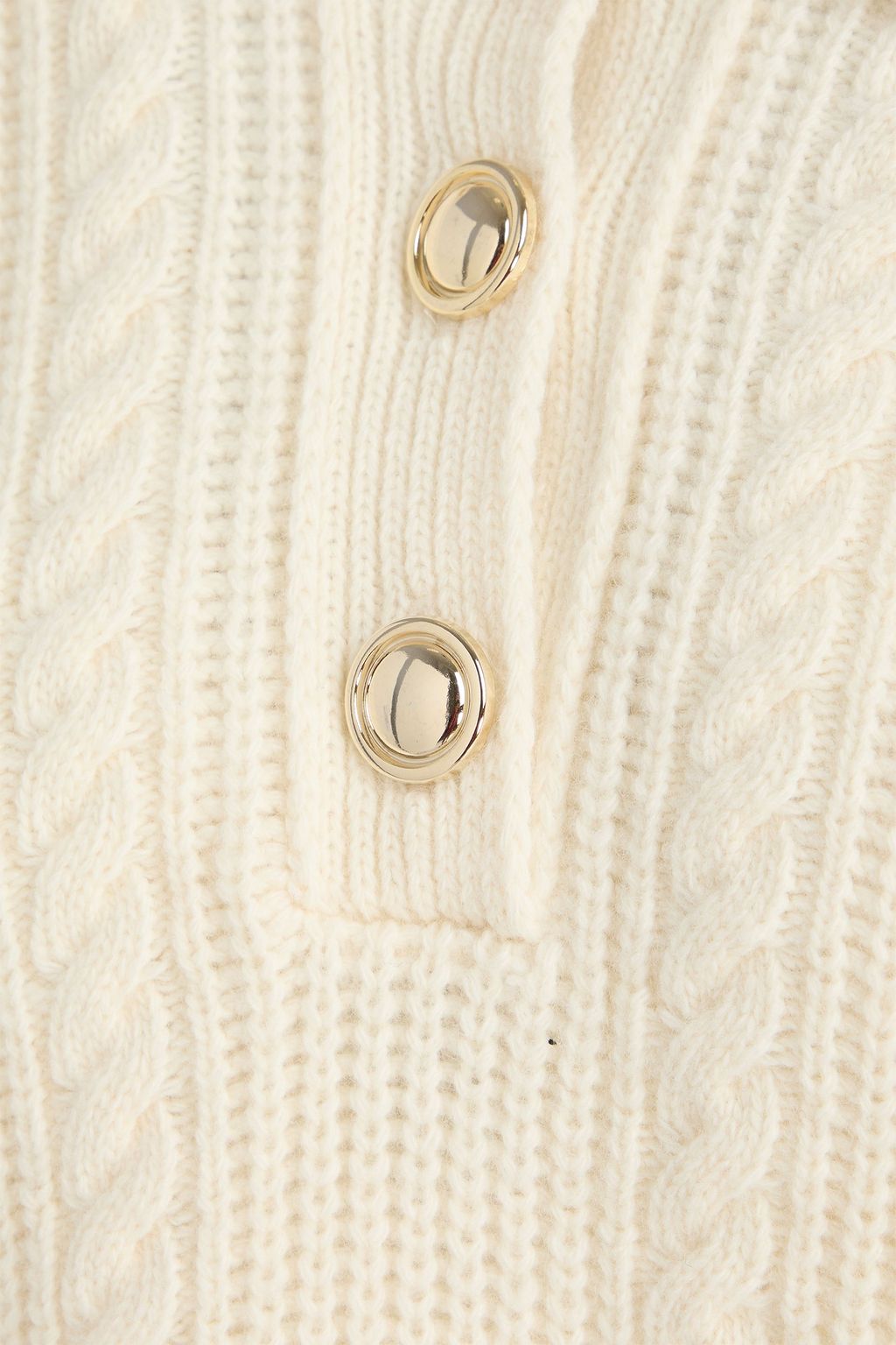 SANDRO Cable-knit wool-blend polo sweater