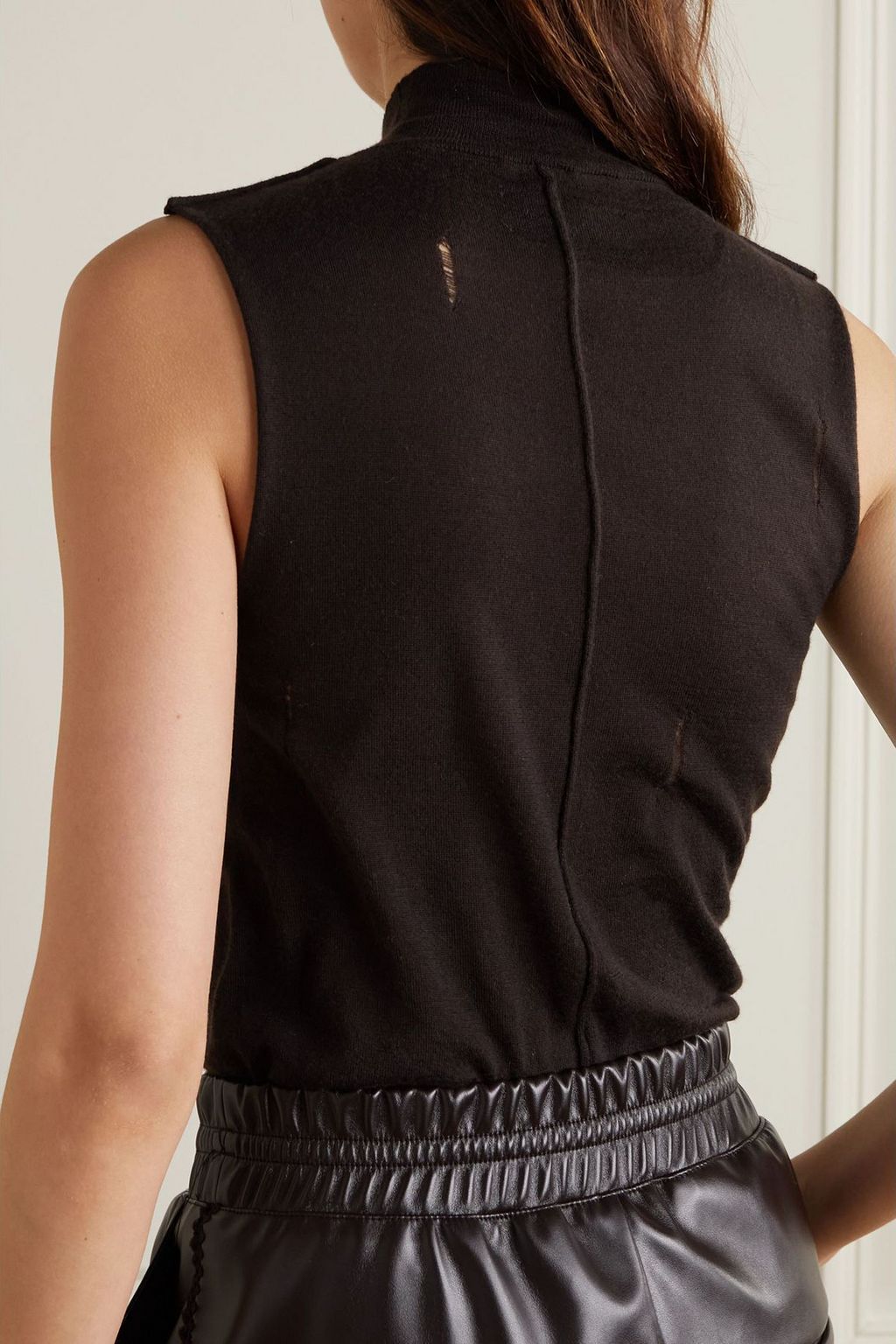 AMIRI Distressed cashmere turtleneck tank